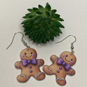 Gingerbread Man Earring, Funny Food Earring, Christmas Earring, Holiday Earring